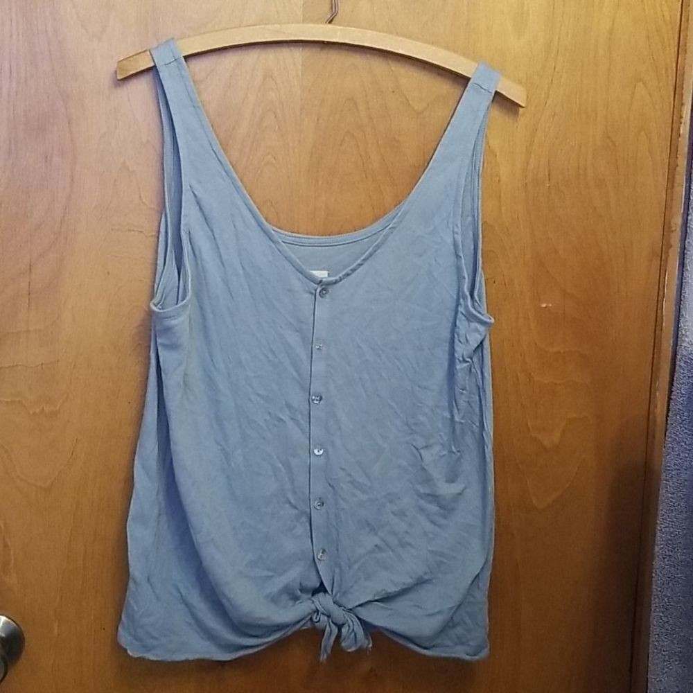 Chaser Button Down Tie Front Knit Tank Top XL